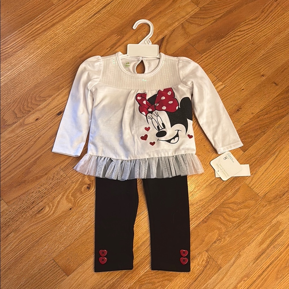 Minnie Mouse Toddler Outfit with Tulle and Heart Accents (Size 18M) NWT